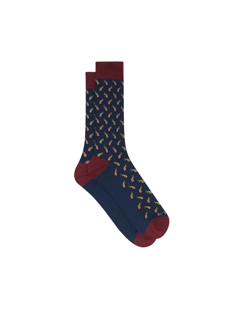Etro Socken Mit Kleinem Paisley-jacquardmuster, Herren, Navyblau, Größe Navyblau