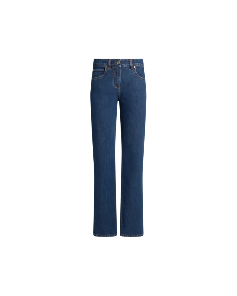 Etro Jeans Mit Gesticktem Auf Der Rückseite, Damen, Blau, Größe Blau