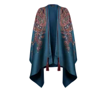Cape Aus Einer Wollmischung Mit Floralem Paisleymuster, Damen, Hellblau