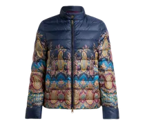 Daunenjacke Mit Platziertem Paisley-print, Damen, Blau, Größe