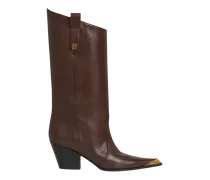 Lederstiefel, Damen, Dunkelbraun, Größe