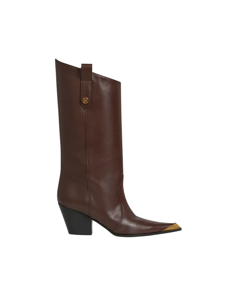 Etro Lederstiefel, Damen, Dunkelbraun, Größe Dunkelbraun