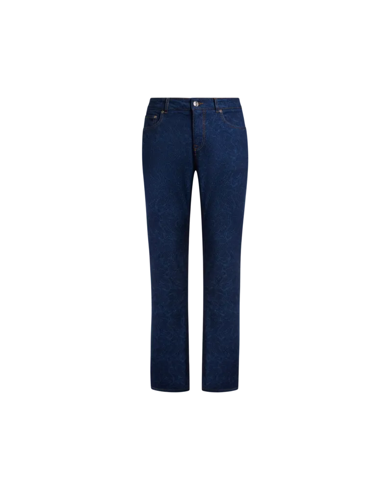 Etro Jacquard-jeans Im Regular Fit Aus Denim Mit Floralem Paisley-motiv, Herren, Blau, Größe Blau