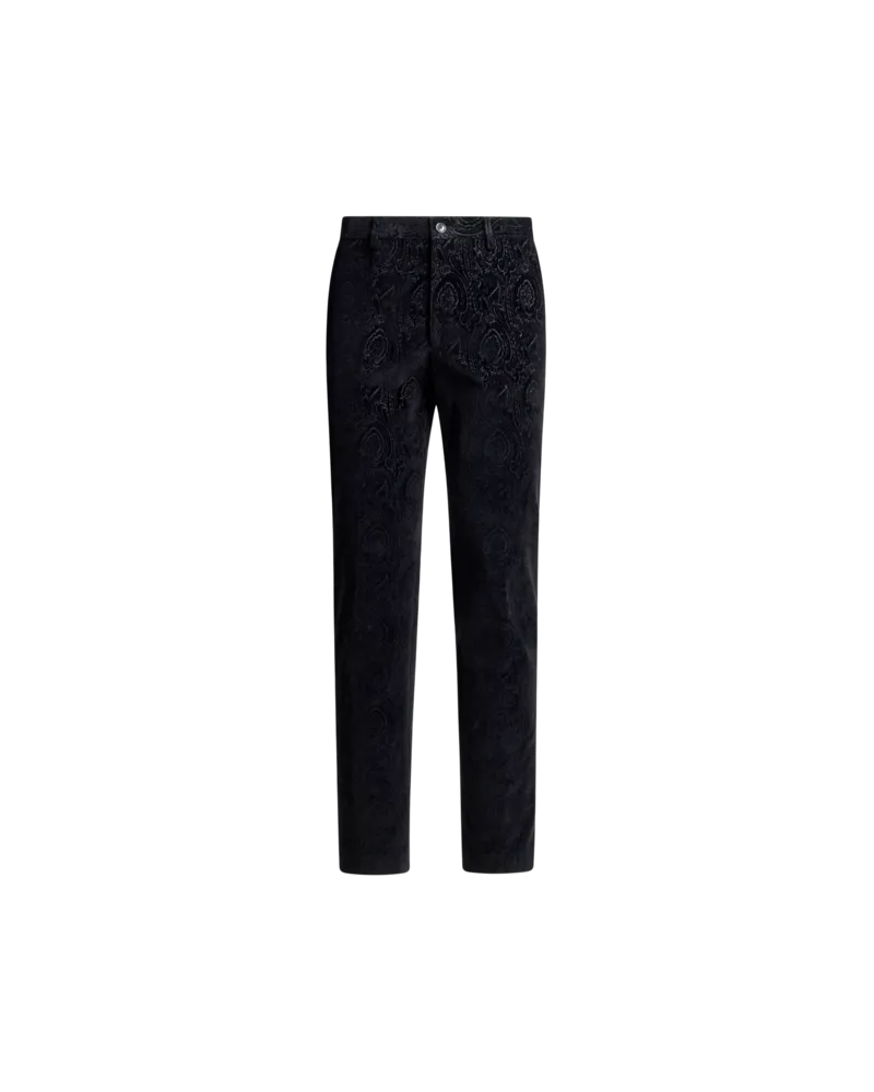 Etro Hose Aus Samt Aus Baumwolle Mit Arnica-motiv, Herren, Schwarz, Größe Schwarz