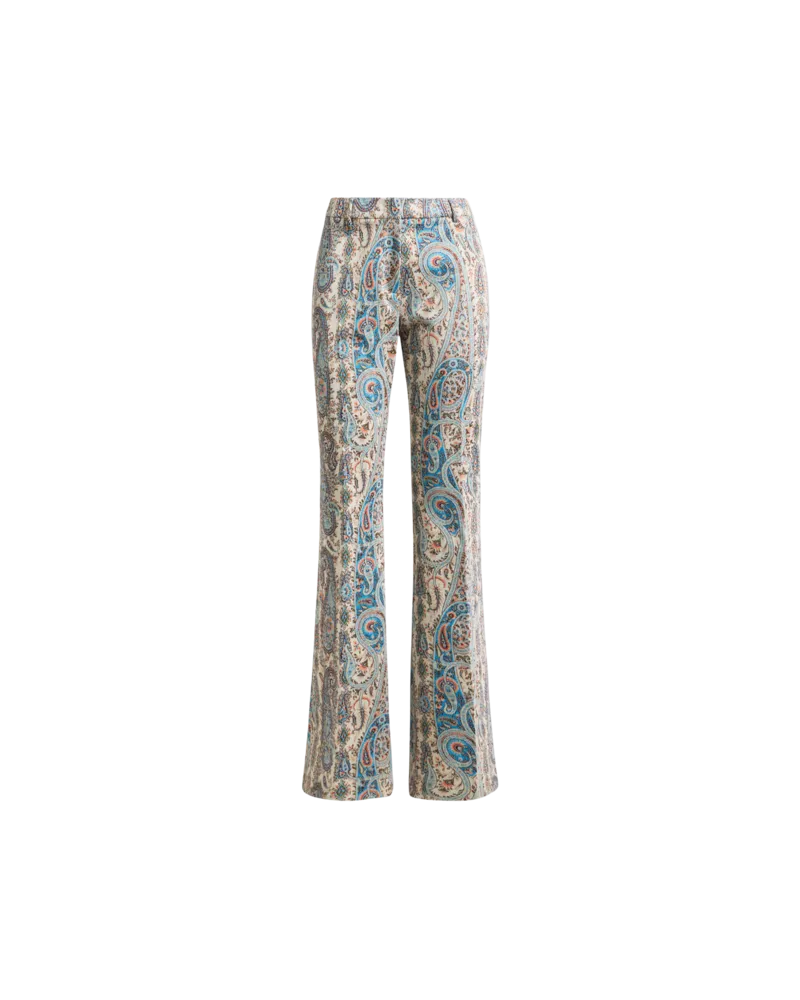 Etro Flared Jacquard-hose Aus Einer Baumwollmischung Mit Paisley-foliage-motiv, Damen, Hellblau, Größe Hellblau