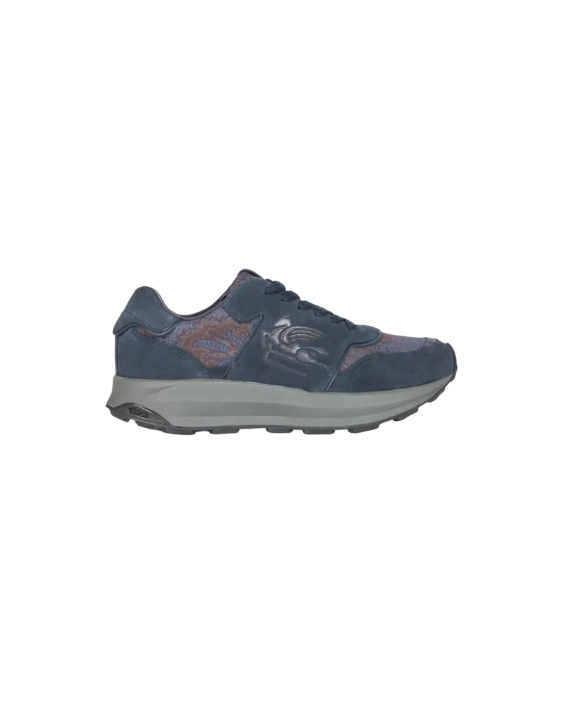 Etro Laufsneakers Aus Wildleder Mit Paisleymuster, Herren, Navyblau, Größe Navyblau