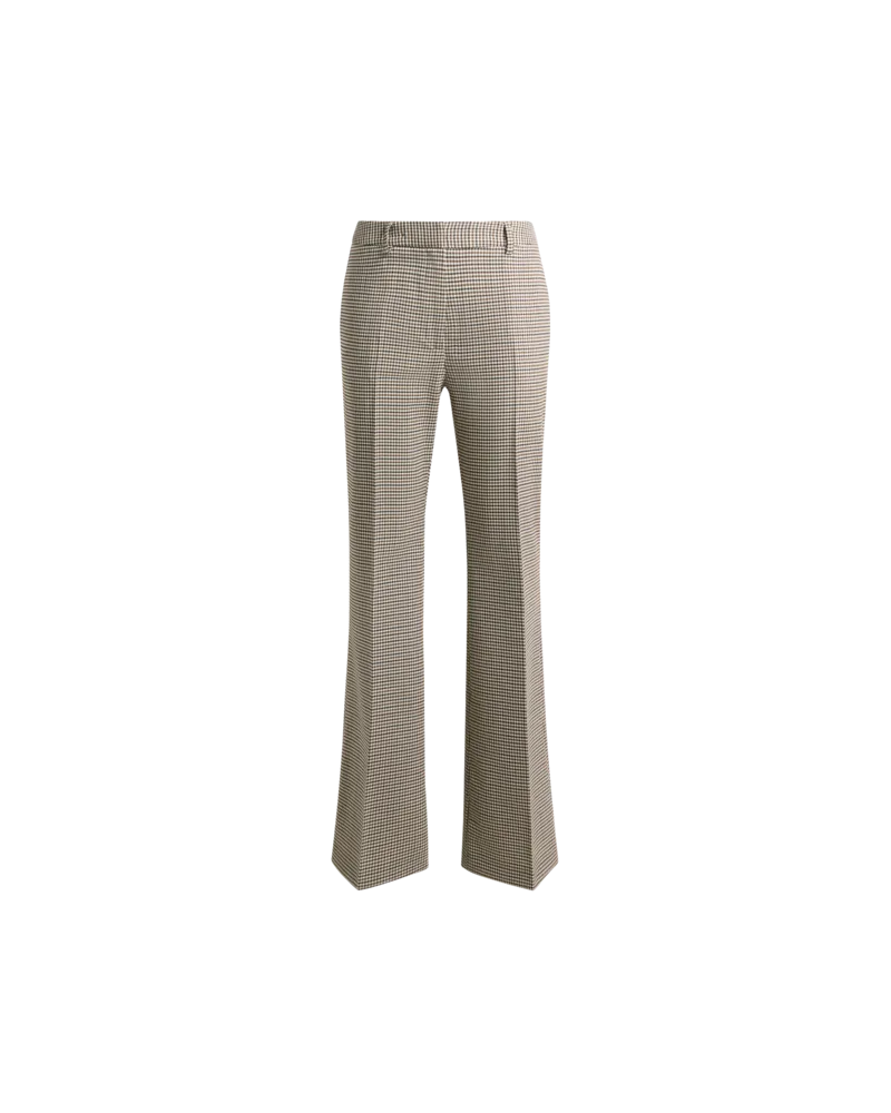 Etro Bootcut-hose Aus Elastischer Wolle Mit Vichy-muster, Damen, Beige, Größe Beige