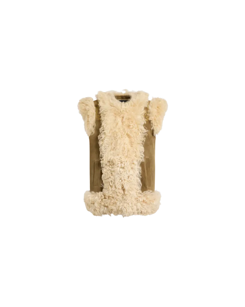 Etro Weste Aus Shearling Mit Pfauen-stickerei, Damen, Kamel, Größe Kamel