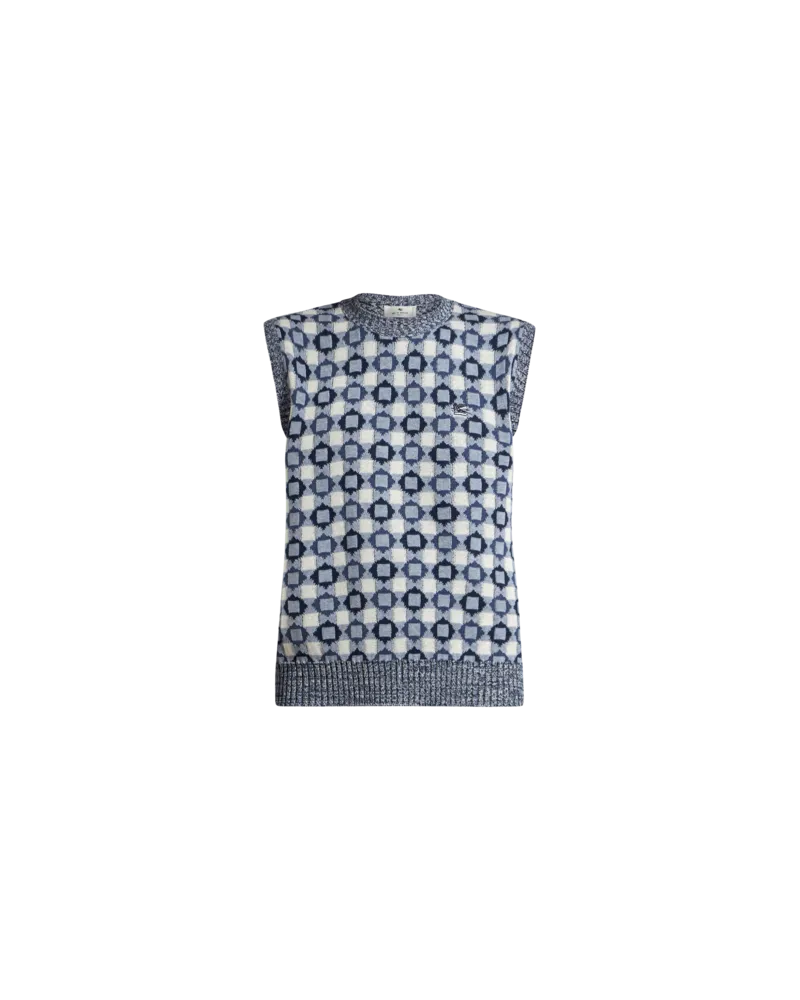 Etro Weste Aus Einem Jacquard-baumwoll-strick, Herren, Hellblau, Größe Hellblau