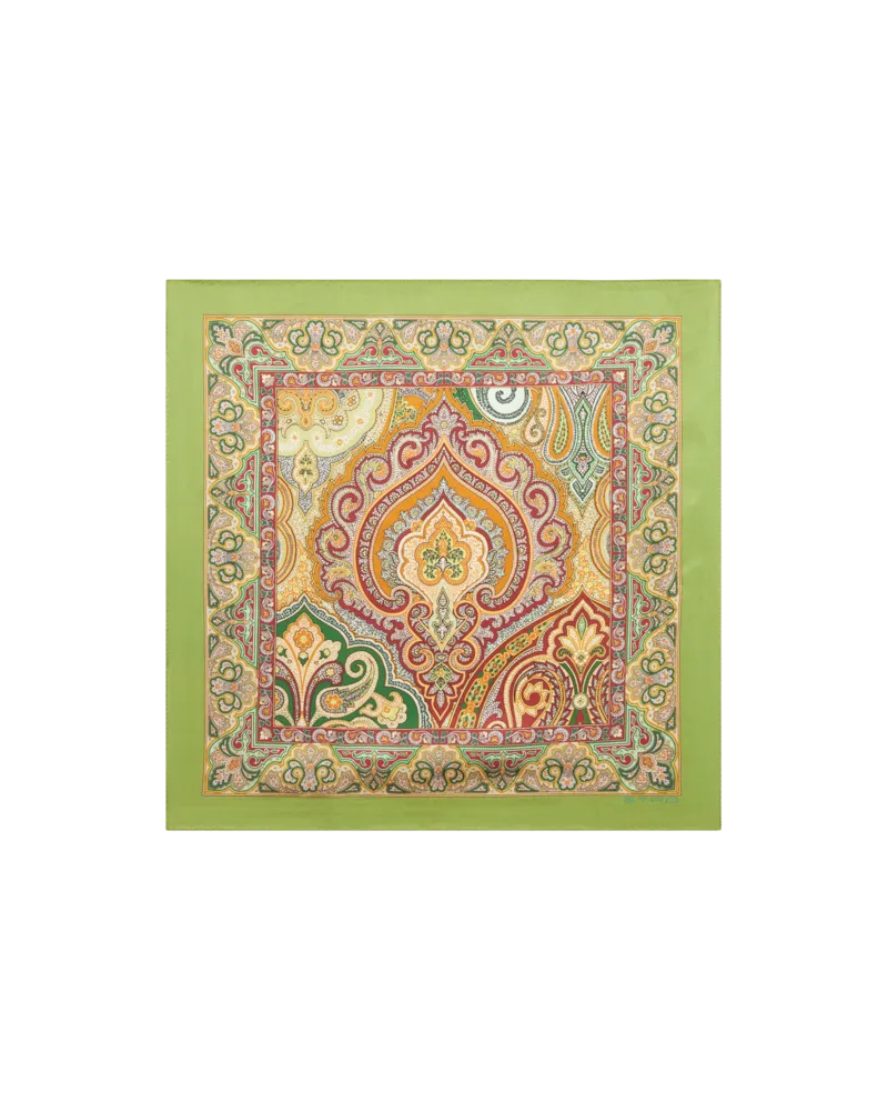 Etro Einstecktuch Aus Seide Mit Paisleymotiv, Herren, Grün Grün