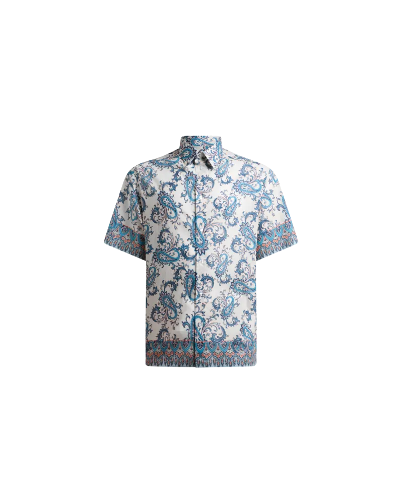 Etro Übergrosses Hemd Aus Baumwoll-musselin Mit Floralem Paisley-motiv, Herren, Hellblau, Größe Hellblau