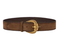 Gürtel Aus Veloursleder Mit Paisley-schnalle, Damen, Braun, Größe