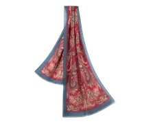 Schal Aus Wolle, Kaschmir Und Seide Mit Print, Damen, Bordeaux