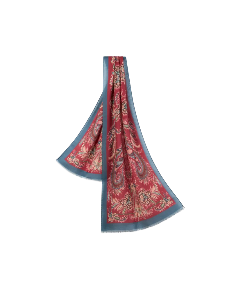 Etro Schal Aus Wolle, Kaschmir Und Seide Mit Print, Damen, Bordeaux Bordeaux