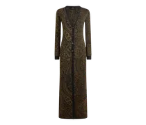 Maxi-jacquard-cardigan Aus Einer Wollmischung Mit Paisley-motiv Und Metallic-faden, Damen, Schwarz, Größe