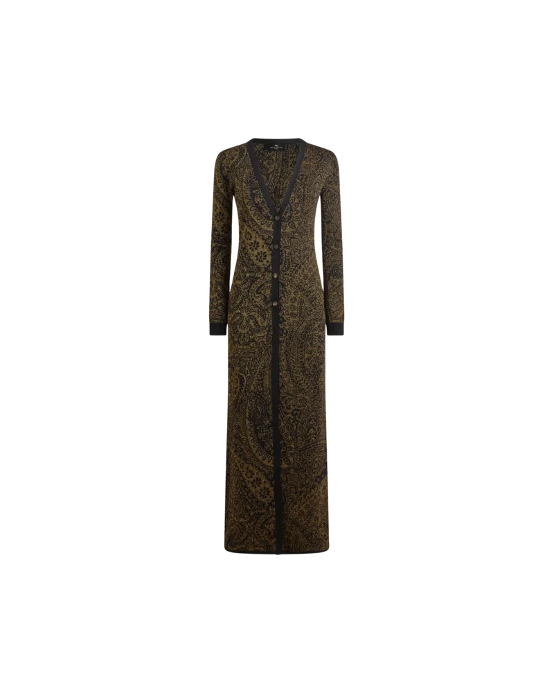 Etro Maxi-jacquard-cardigan Aus Einer Wollmischung Mit Paisley-motiv Und Metallic-faden, Damen, Schwarz, Größe Schwarz