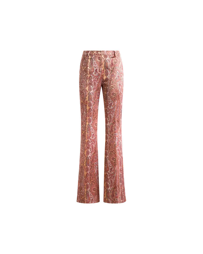 Etro Flared Jacquard-hose Aus Einer Baumwollmischung Mit Paisley-foliage-motiv, Damen, Rot, Größe Rot