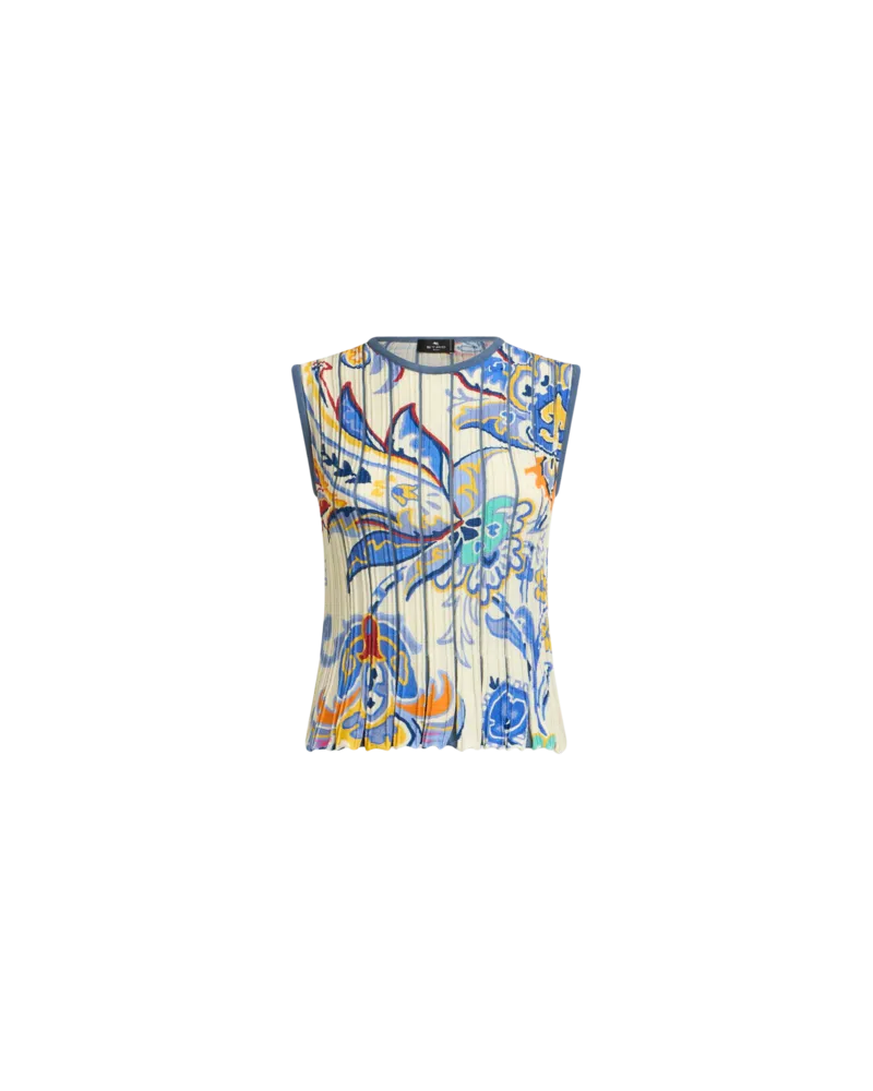 Etro Stricktop Mit Druck, Damen, Blau, Größe Blau