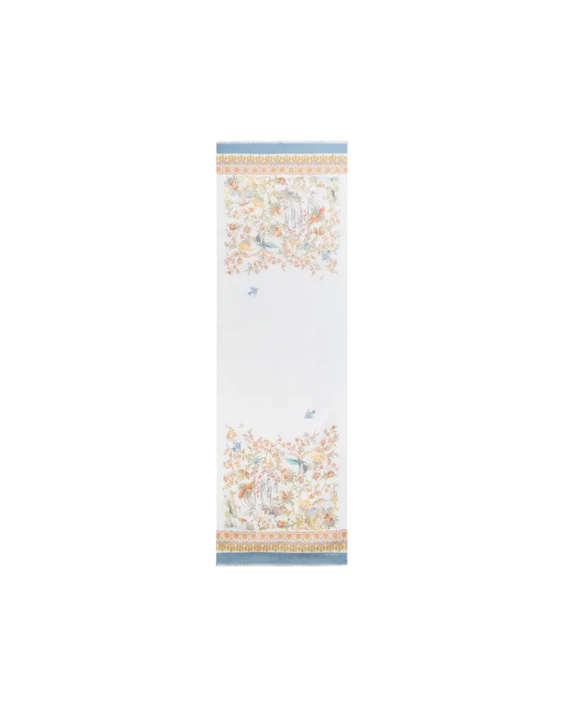 Etro Jacquard-schal Aus Einer Baumwollmischung Mit Motiv Flora Und Fauna, Damen, Hellblau Hellblau