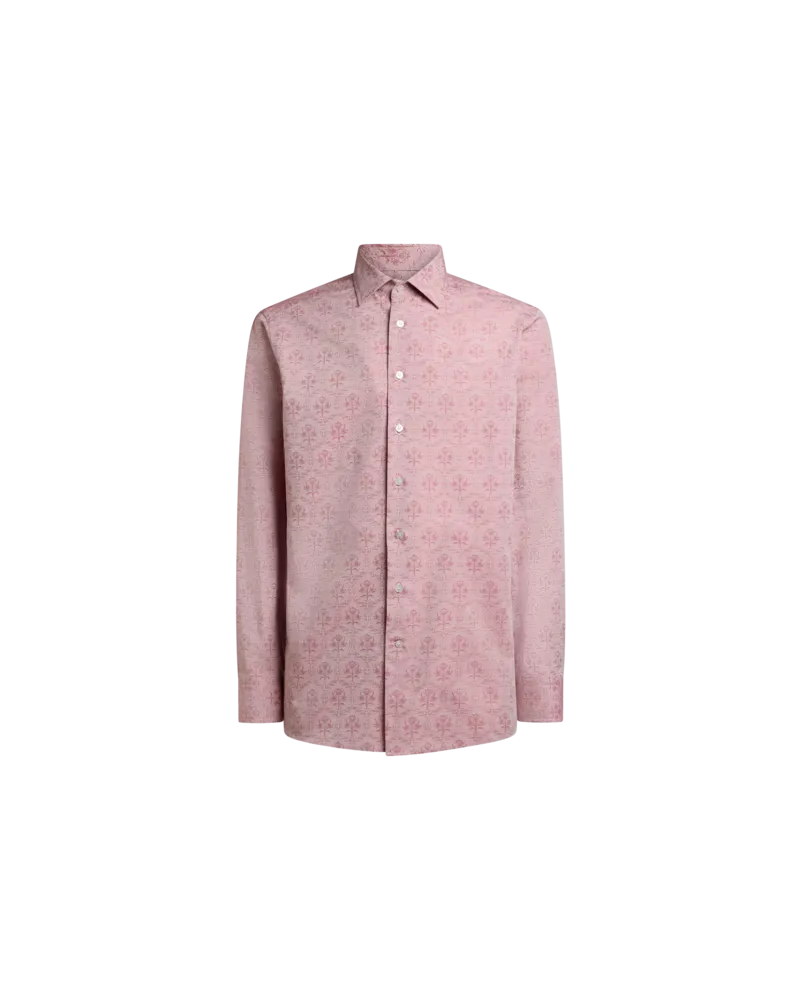 Etro Hemd Aus Baumwolle Im Jacquardmuster, Herren, Pulverpinkel, Größe Pulverpinkel