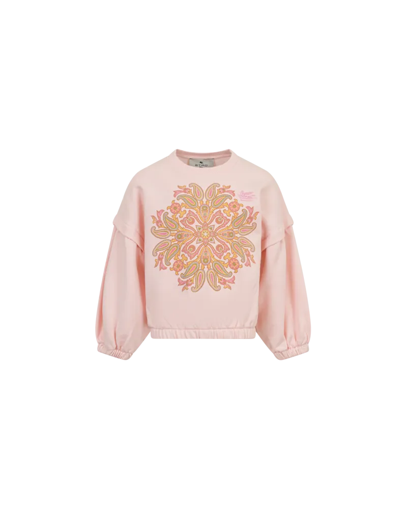 Etro Sweatshirt Aus Baumwolle Mit Platziertem Paisley-print, Rosa, Größe Rosa