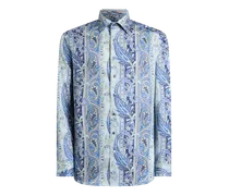 Hemd Aus Satin In Baumwolle Mit Paisleymuster, Herren, Hellblau, Größe