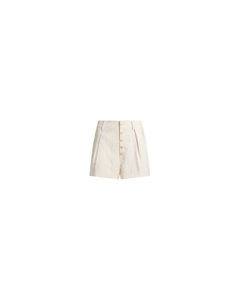 Etro Jacquard-shorts Aus Einer Stretch-baumwollmischung Mit Rebrodé-spitze, Damen, Weiß, Größe Weiß