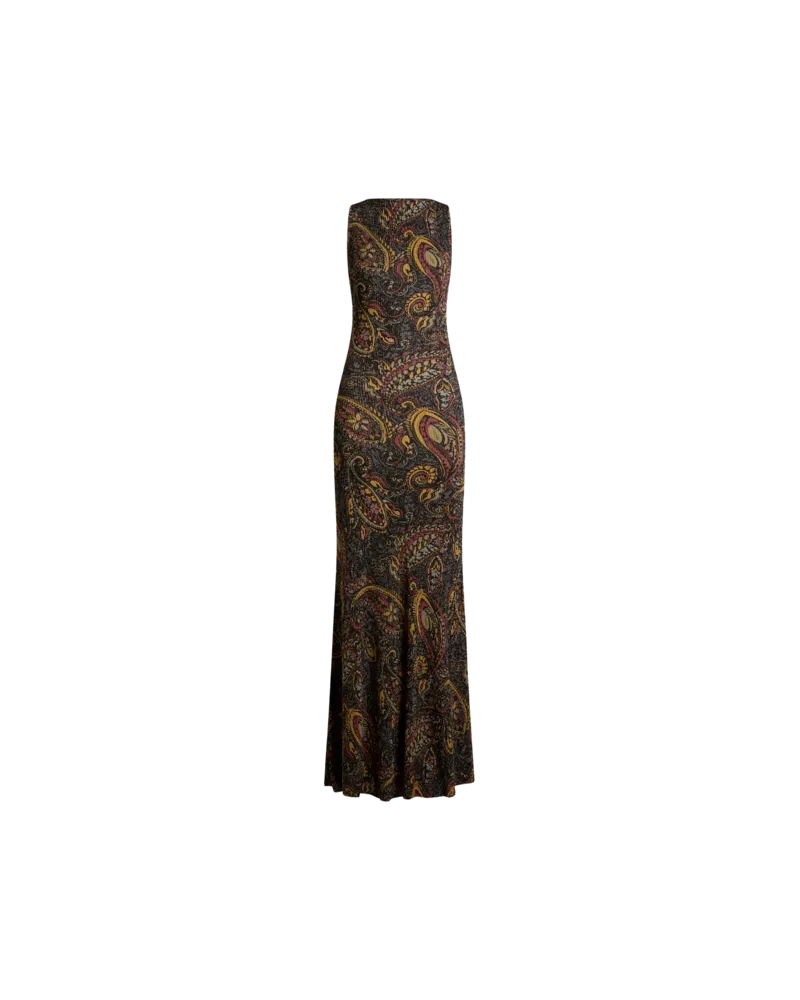 Etro Langes, Geripptes Kleid Mit Floralem Paisley-motiv, Damen, Grün, Größe Grün