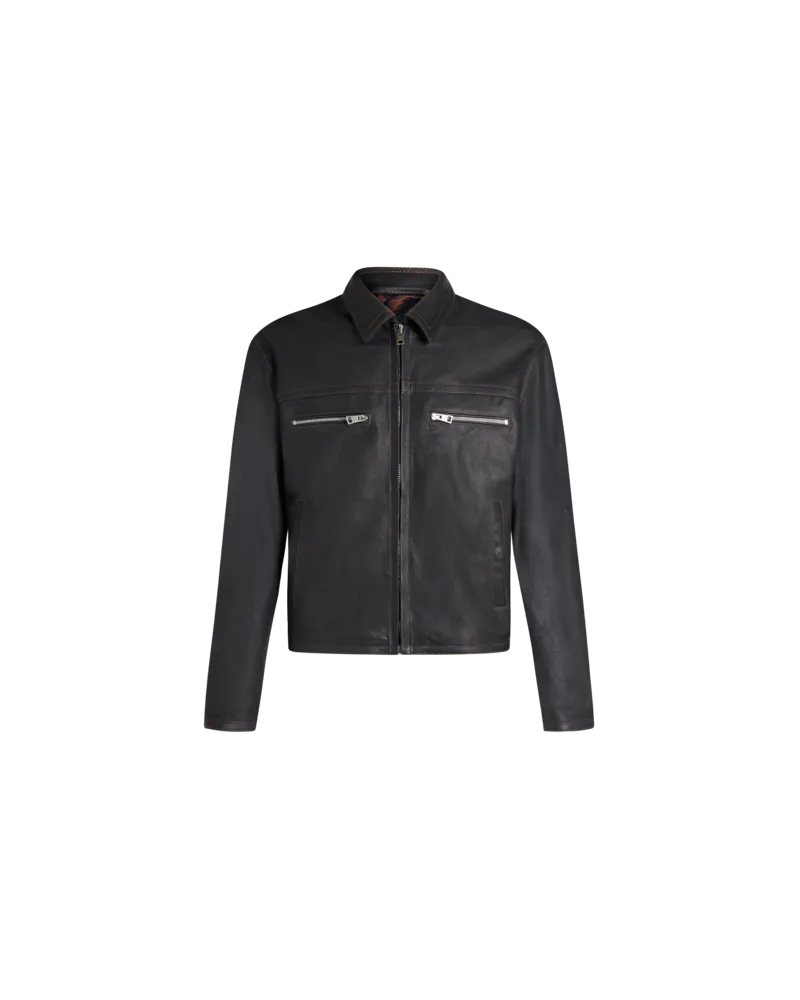 Etro Lederjacke, Herren, Navyblau, Größe Navyblau