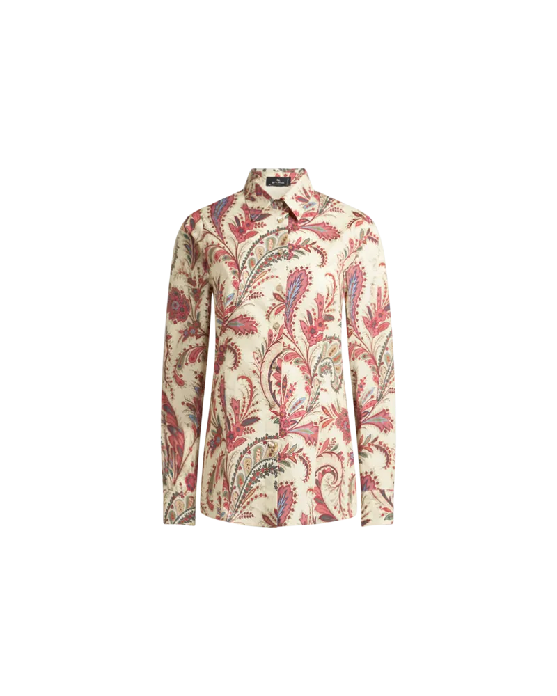 Etro Hemdbluse Aus Bedruckter Popeline, Damen, Gelb, Größe Gelb