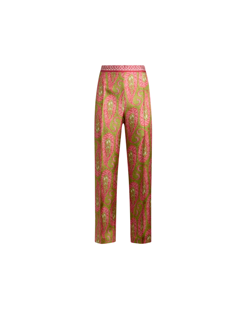 Etro Bootcut-hose Mit Platziertem Paisley-foliage-print, Damen, Grün, Größe Grün