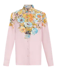 Etro Hemdbluse Aus Crêpe De Chine Mit Platziertem Druck, Rosa Rosa