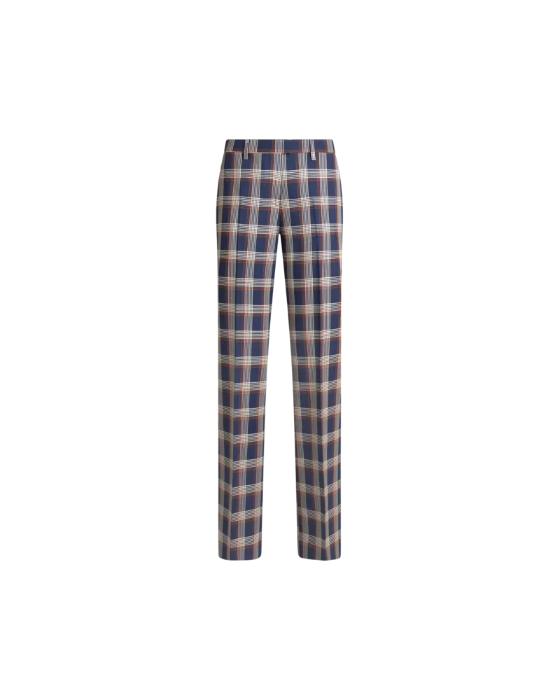 Etro Hose Aus Wolle Im Karomuster, Damen, Navyblau, Größe Navyblau