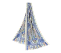 Bedruckter Schal Aus Kaschmir Und Seide, Damen, Hellblau