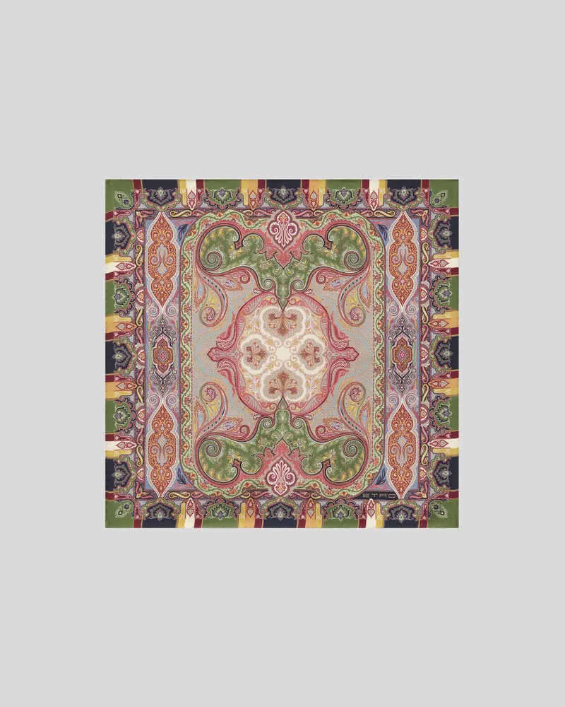 Etro Pochette Aus Seide Mit Floralem Paisley-motiv, Herren 