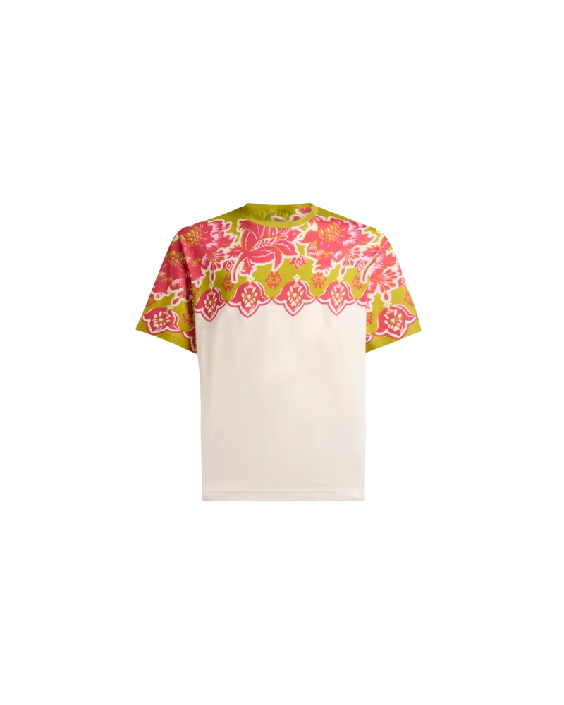 Etro T-shirt Aus Baumwolle Mit Platziertem, Floralem Print, Herren, Weiß, Größe Weiß