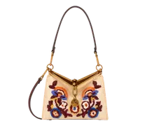 Kleine Vela-tasche Aus Besticktem Bast, Damen, Beige