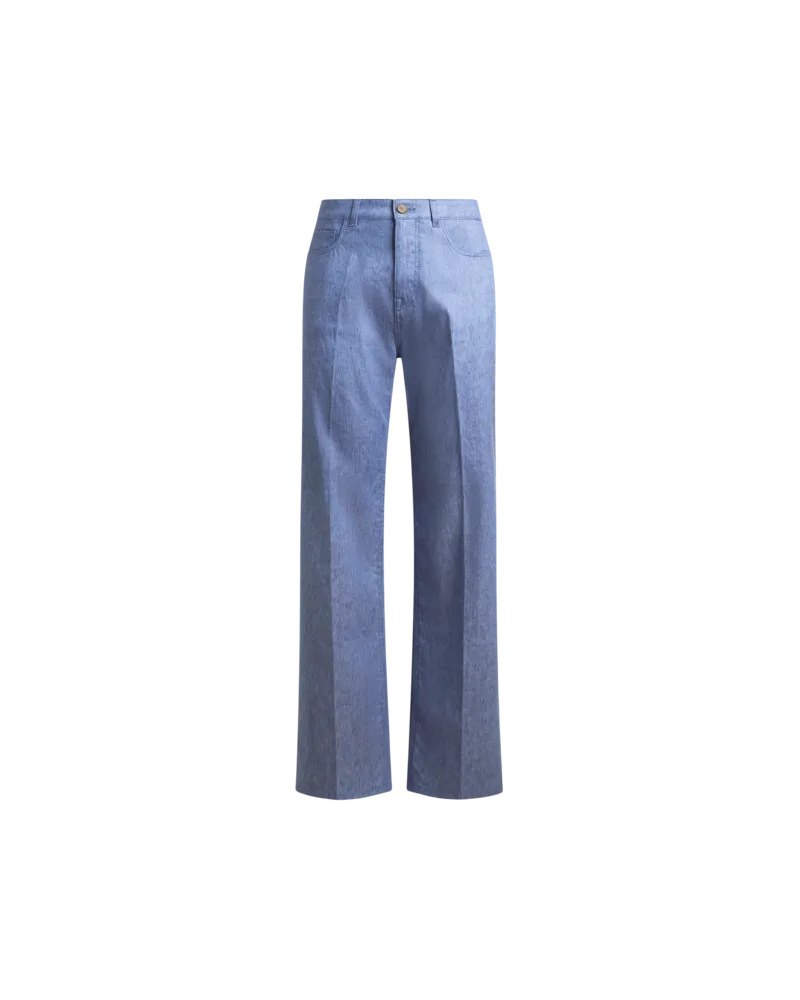 Etro Jeans Mit Geradem Bein Und Bügelfalte Aus Denim Aus Einer Leinenmischung, Herren, Hellblau, Größe Hellblau