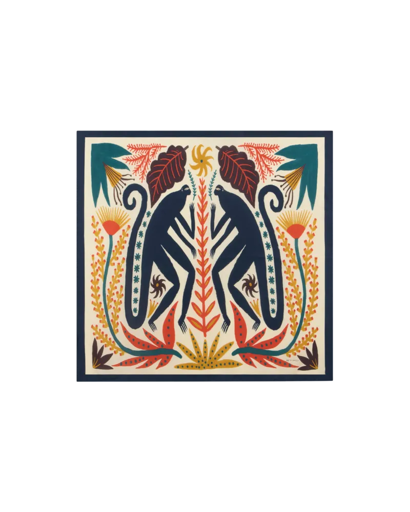 Etro Foulard Aus Seidentwill Mit Platziertem Print Etro X Tabby Booth, Damen, Cremefarben Cremefarben