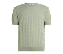 T-shirt Aus Baumwoll-strickstoff Mit Mikro-paisleys, Herren, Grün, Größe