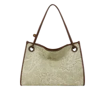 Shopper Eyes Mittelgross Aus Denim Mit Jacquardmuster, Damen, Grün