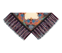 Tuch Aus Seide Mit Fransen Und Floralem Motiv, Damen, Multicolor