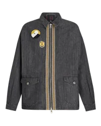 Etro Denim-jacke Mit Patches, Navyblau Navyblau