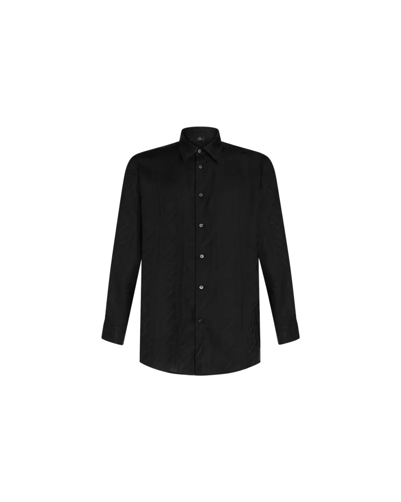 Etro Hemd Aus Seidenjacquard, Herren, Schwarz, Größe Schwarz