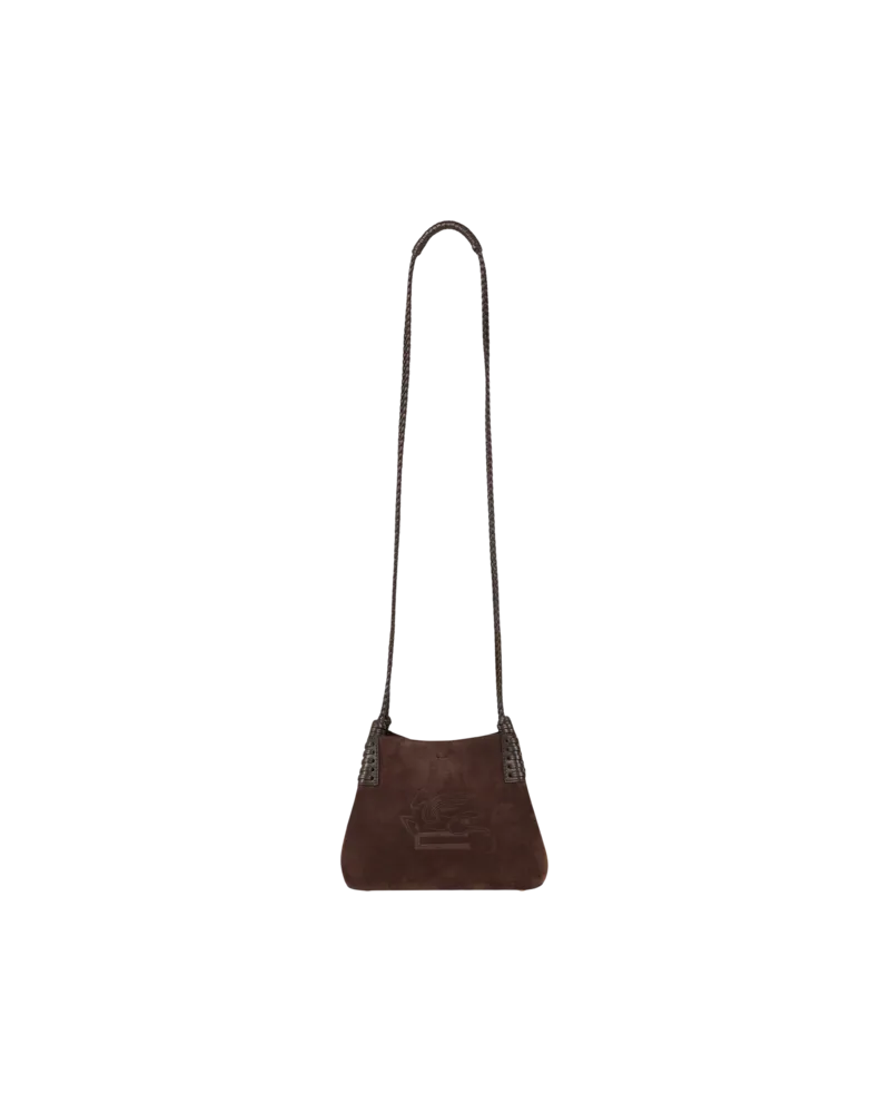 Etro Shoppingtasche Libra Mini Aus Veloursleder, Damen, Braun Braun