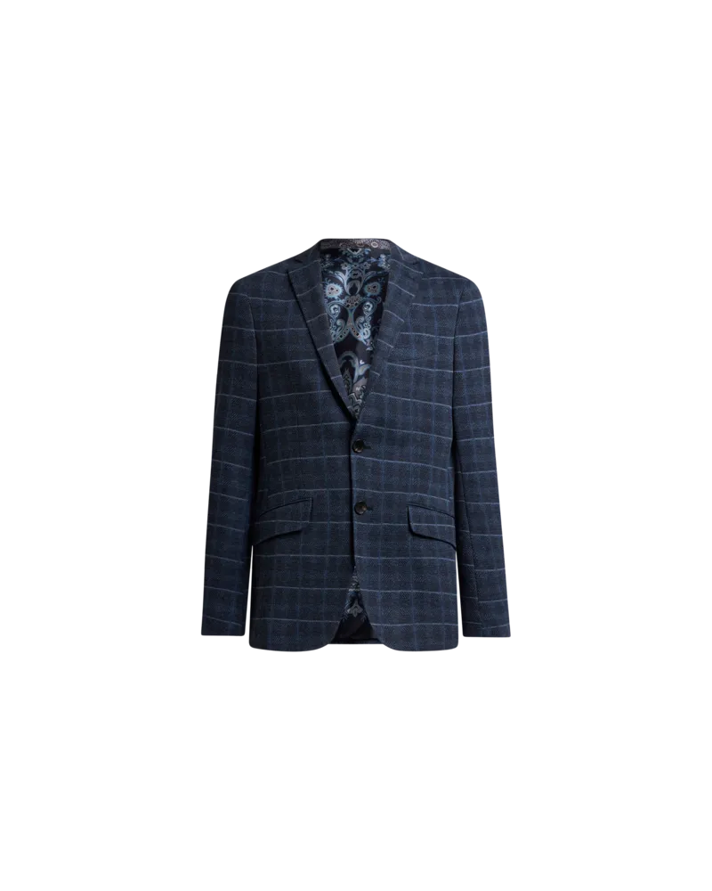 Etro Einreihige Jacke Mit Karomuster, Herren, Blau, Größe Blau