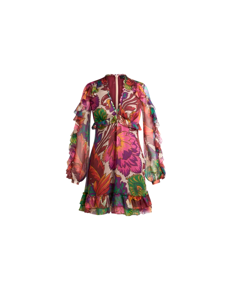 Etro Kurzes Kleid Mit Maxi-blumendruck, Damen, Multicolor, Größe Multicolor