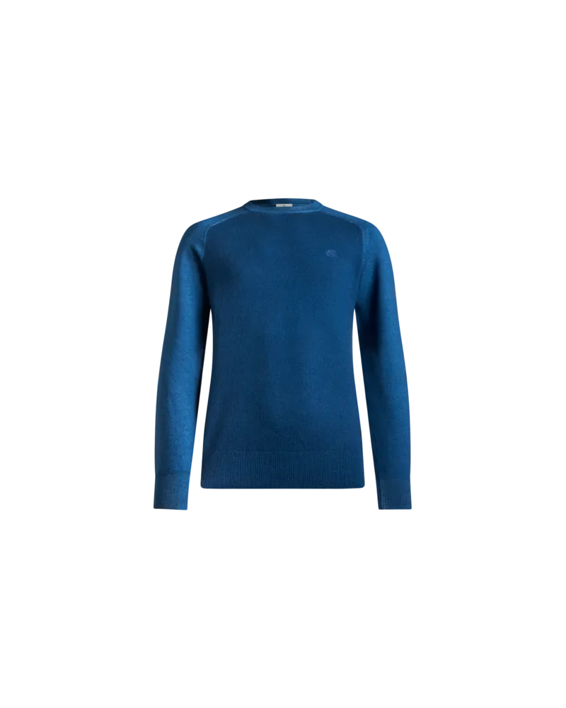 Etro Pullover Aus Wolle Mit Pegaso-logo, Herren, Blau, Größe Blau