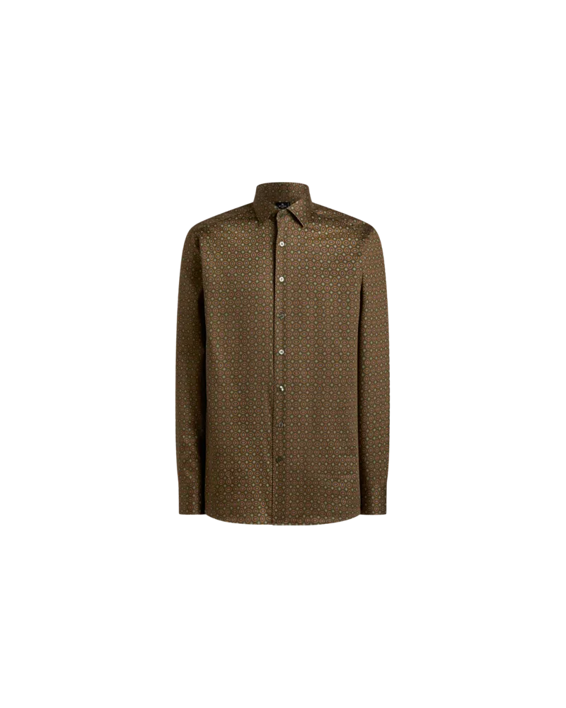 Etro Hemd Aus Satin Aus Baumwolle Mit Krawatten-motiv, Herren, Grün, Größe Grün