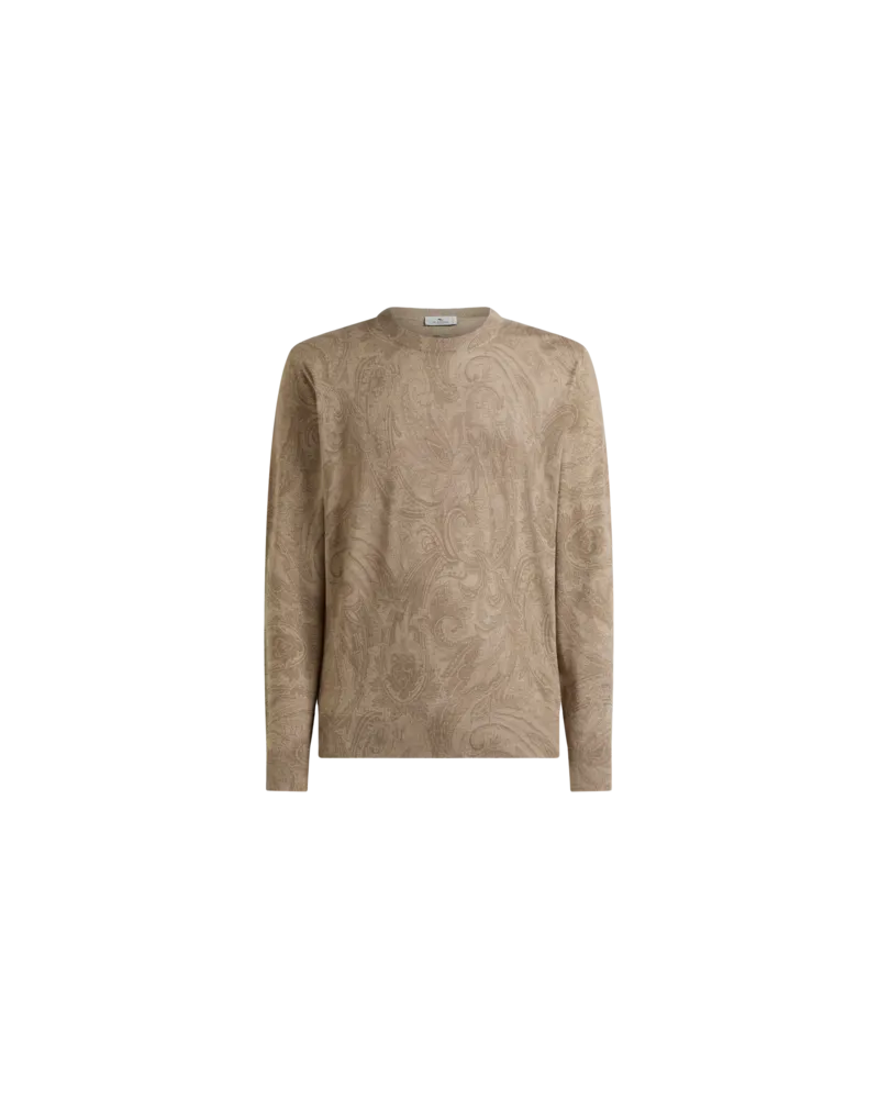 Etro Bedruckter Pullover Aus Seide Und Kaschmir, Herren, Beige, Größe Beige